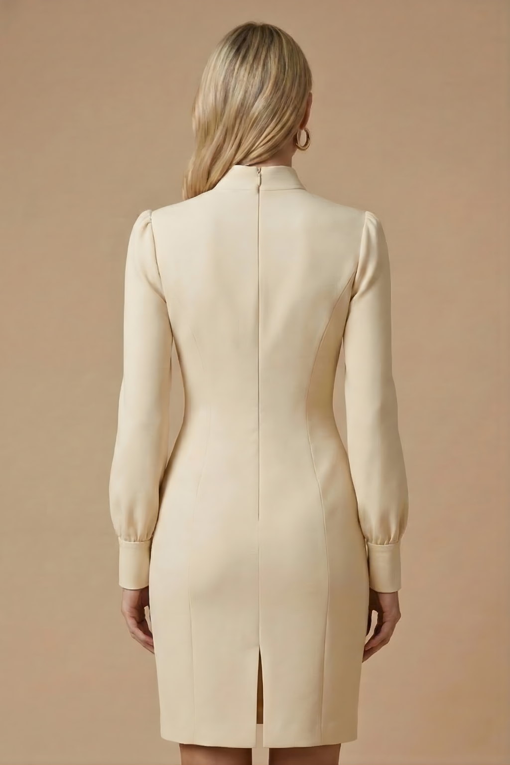 Damen Mini Kleid mit langen Ärmeln, Stehkragen und Ausschnittdetail-Mini Dress-Alpenkind