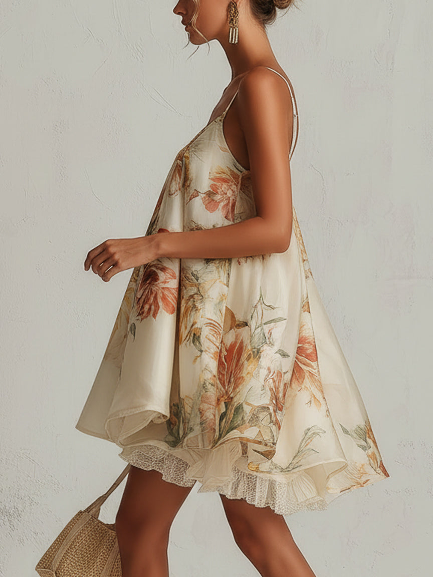 Damen-Minikleid aus Organza mit Blumenmuster-Mini Dress-Alpenkind