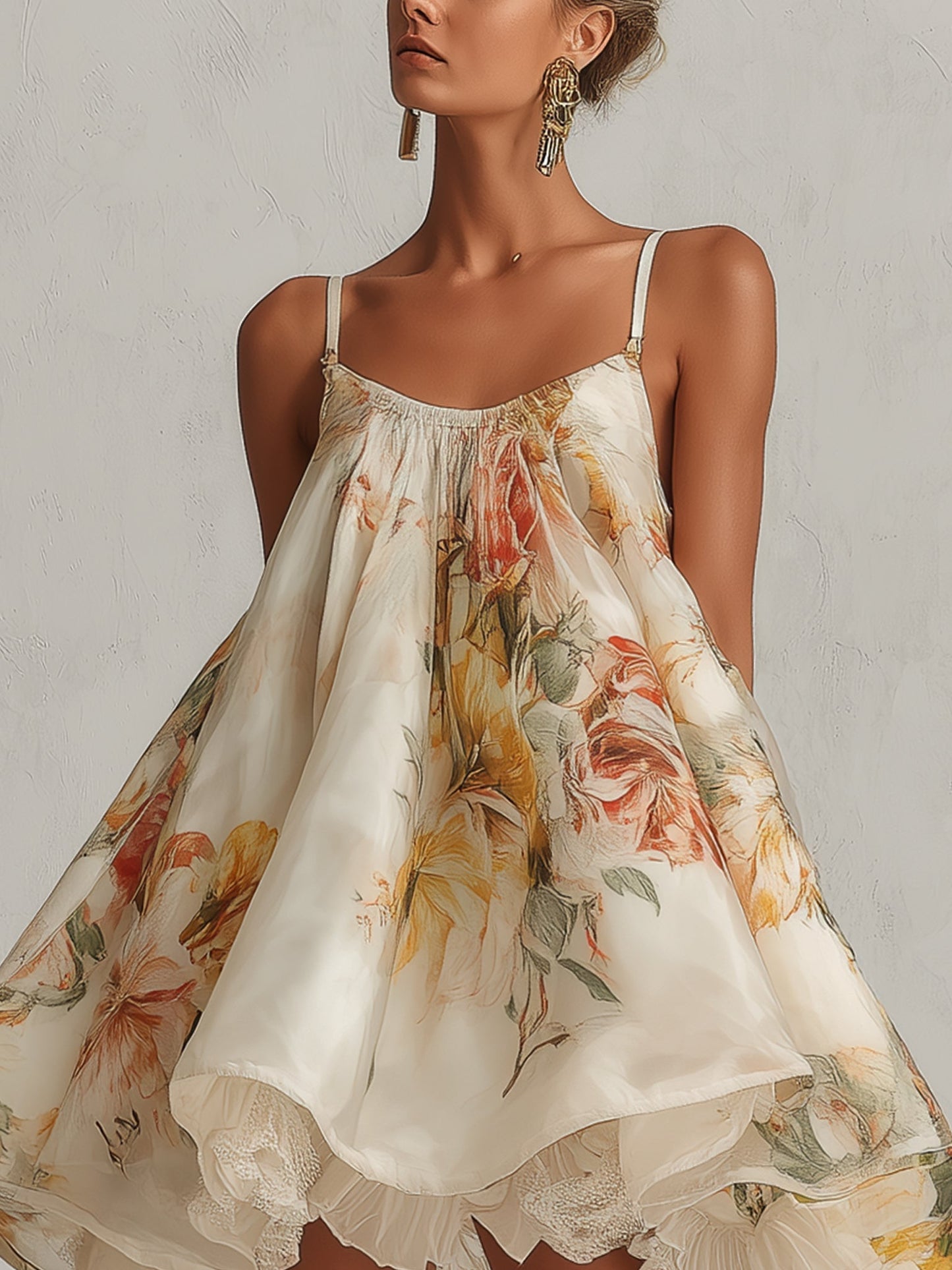 Damen-Minikleid aus Organza mit Blumenmuster-Mini Dress-Alpenkind