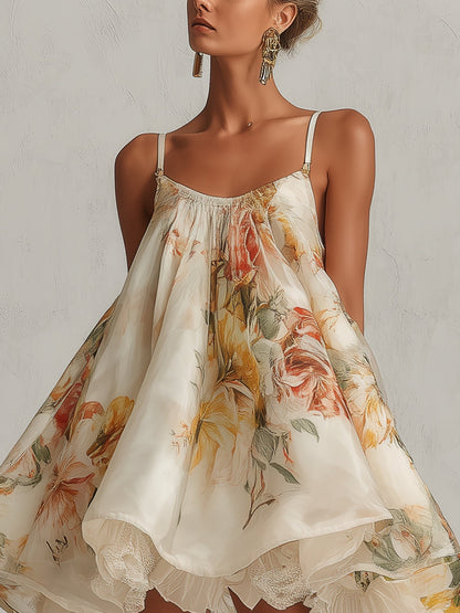 Damen-Minikleid aus Organza mit Blumenmuster-Mini Dress-Alpenkind