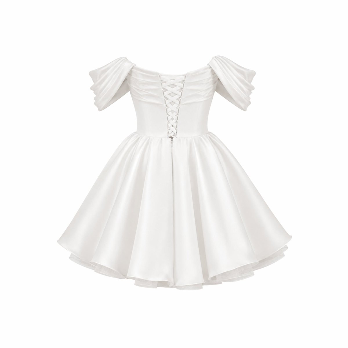 Damen-Minikleid aus Satin mit schulterfreiem Ausschnitt-Mini Dress-Alpenkind