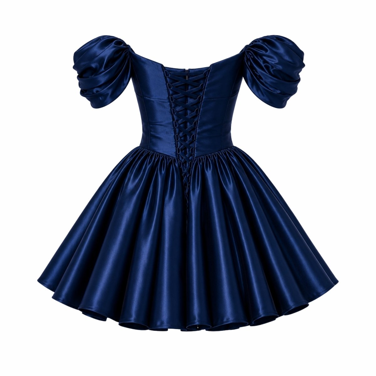 Damen-Minikleid aus Satin mit schulterfreiem Ausschnitt-Mini Dress-Alpenkind