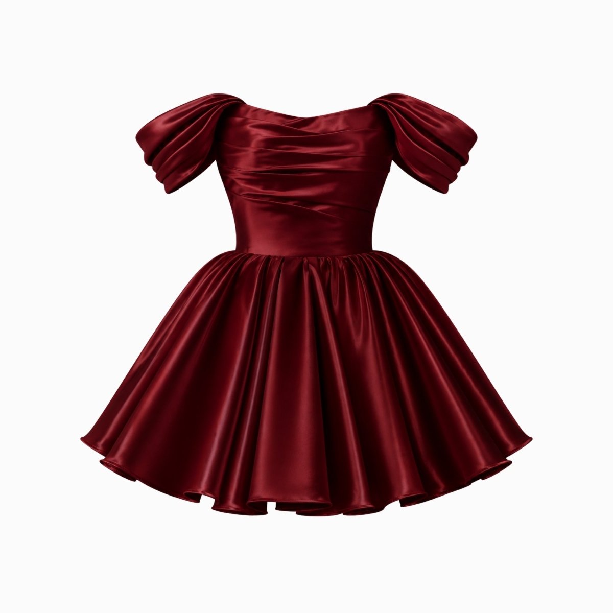 Damen-Minikleid aus Satin mit schulterfreiem Ausschnitt-Mini Dress-Alpenkind
