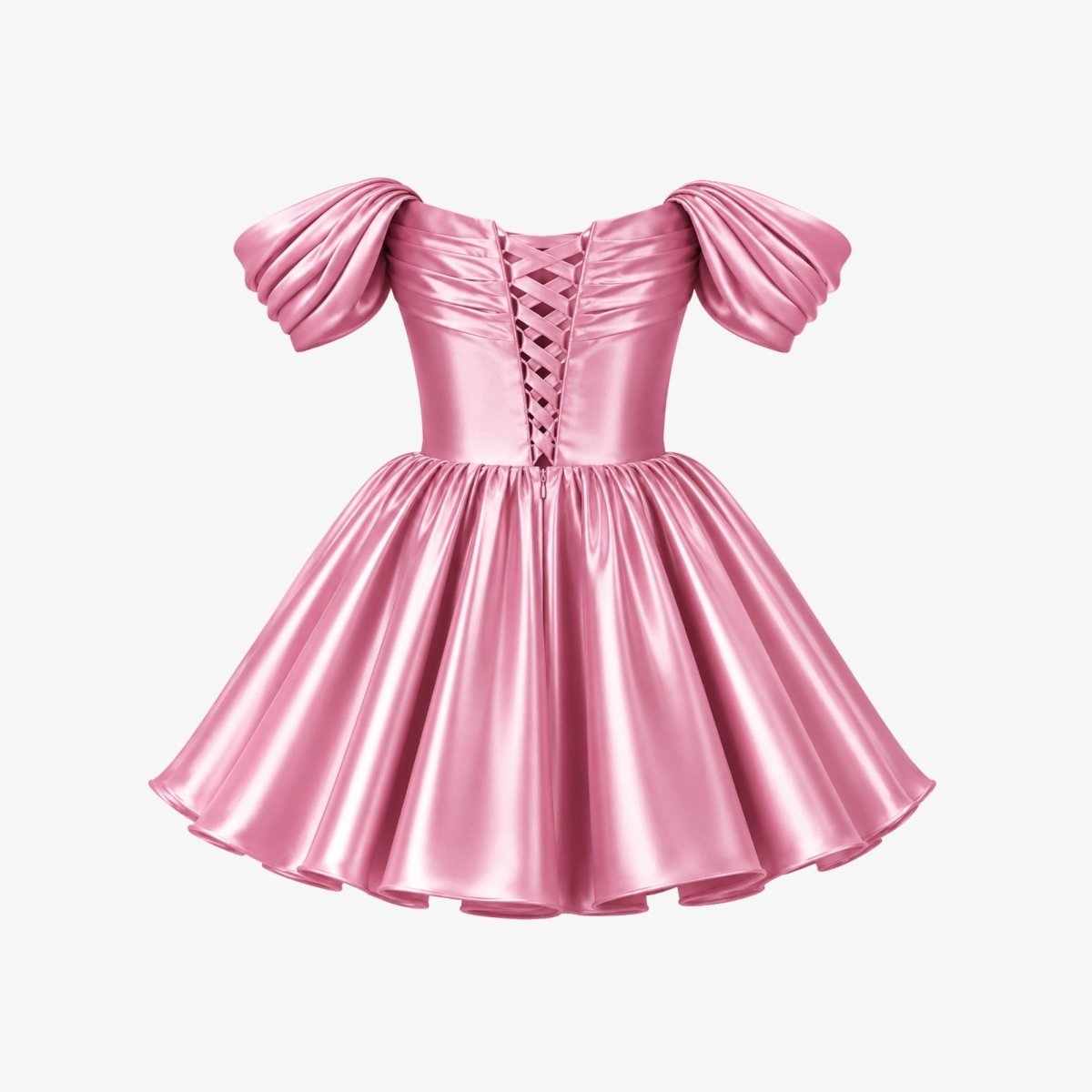 Damen-Minikleid aus Satin mit schulterfreiem Ausschnitt-Mini Dress-Alpenkind