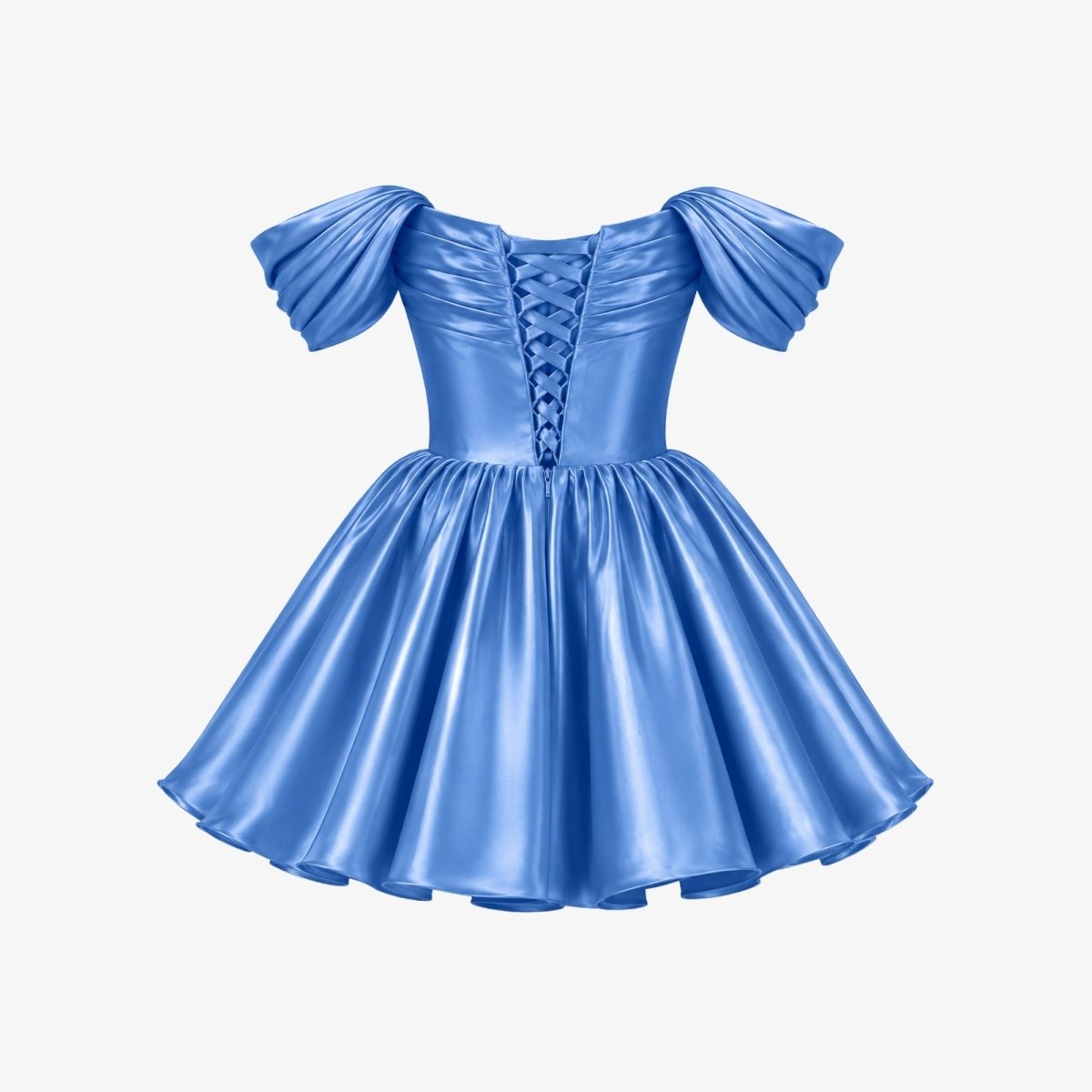 Damen-Minikleid aus Satin mit schulterfreiem Ausschnitt-Mini Dress-Alpenkind