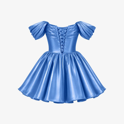 Damen-Minikleid aus Satin mit schulterfreiem Ausschnitt-Mini Dress-Alpenkind