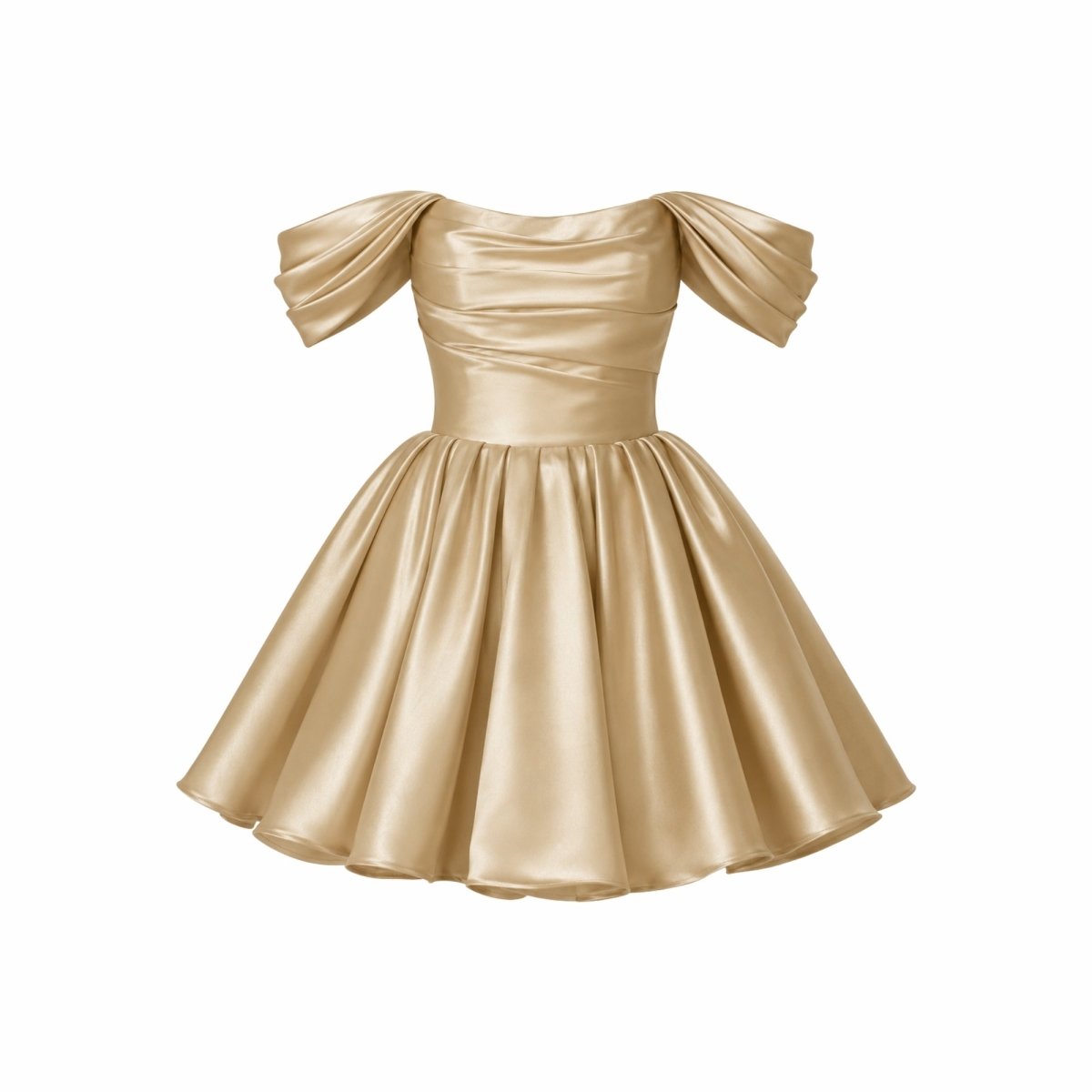 Damen-Minikleid aus Satin mit schulterfreiem Ausschnitt-Mini Dress-Alpenkind