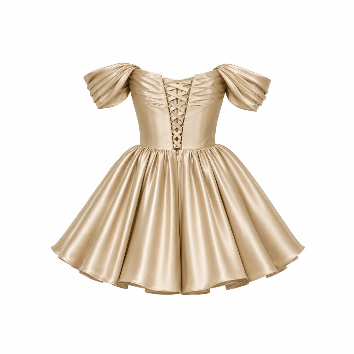 Damen-Minikleid aus Satin mit schulterfreiem Ausschnitt-Mini Dress-Alpenkind