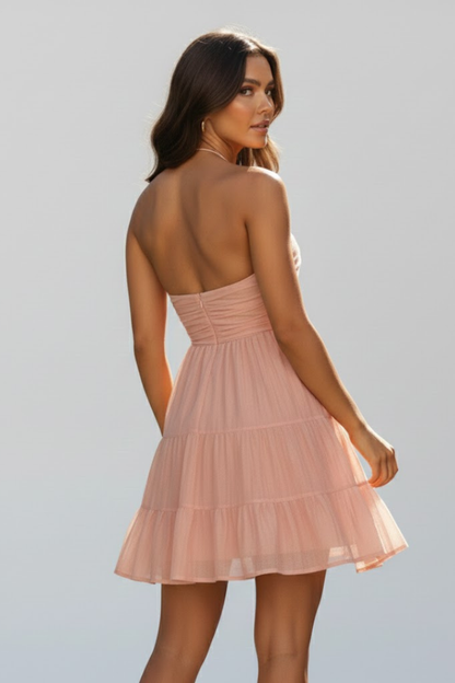 Damen Minikleid mit Halterträgern und Mehrstufigem Rockaufbau-Mini Dress-Alpenkind