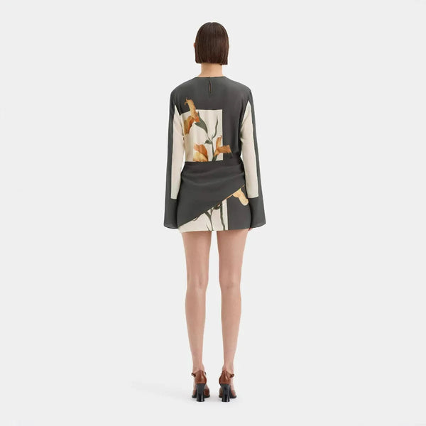 Damen Minikleid mit langen Ärmeln und floralem Druck-Mini Dress-Alpenkind