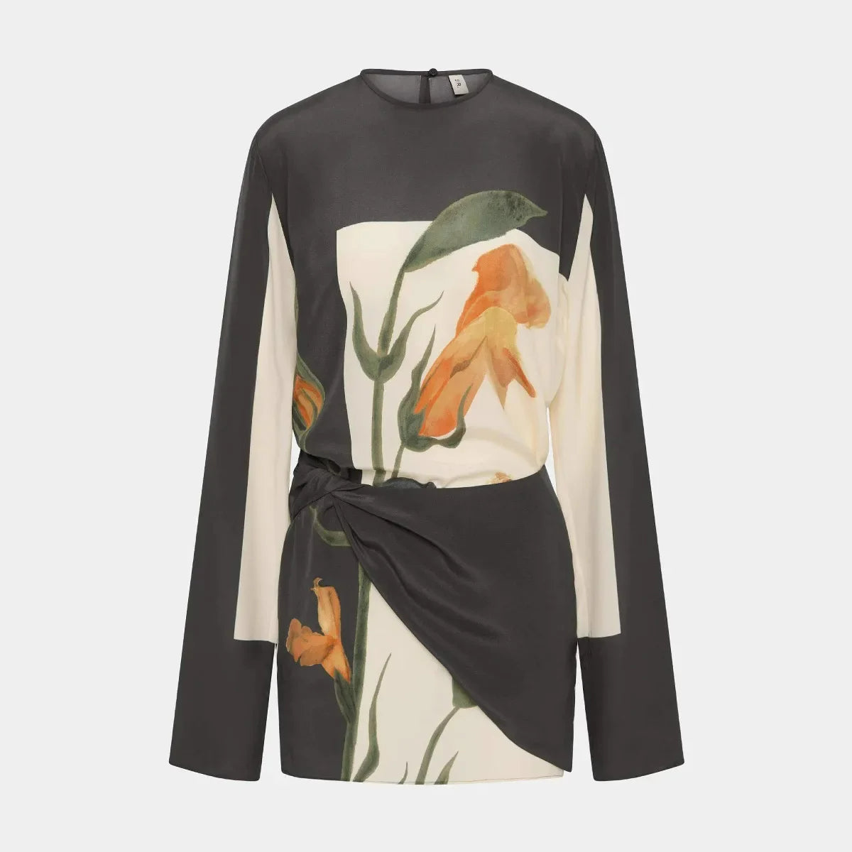 Damen Minikleid mit langen Ärmeln und floralem Druck-Mini Dress-Alpenkind