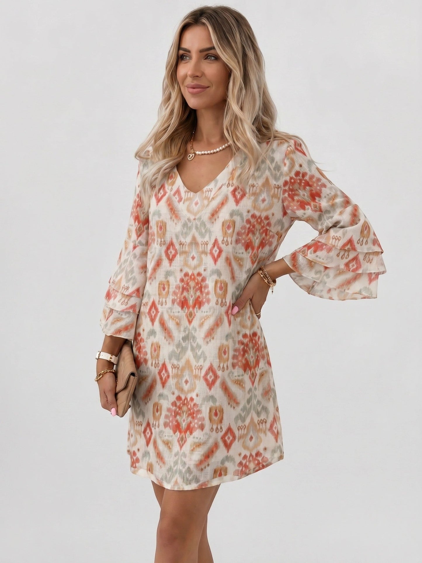 Damen-Minikleid mit Marmor-Print-Mini Dress-Alpenkind