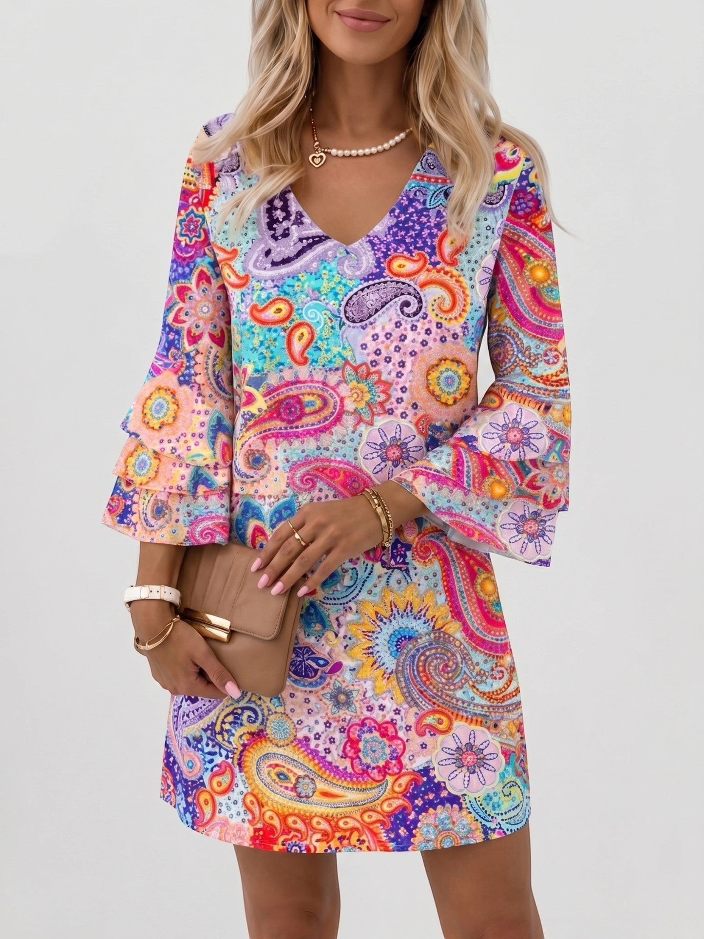 Damen-Minikleid mit Marmor-Print-Mini Dress-Alpenkind