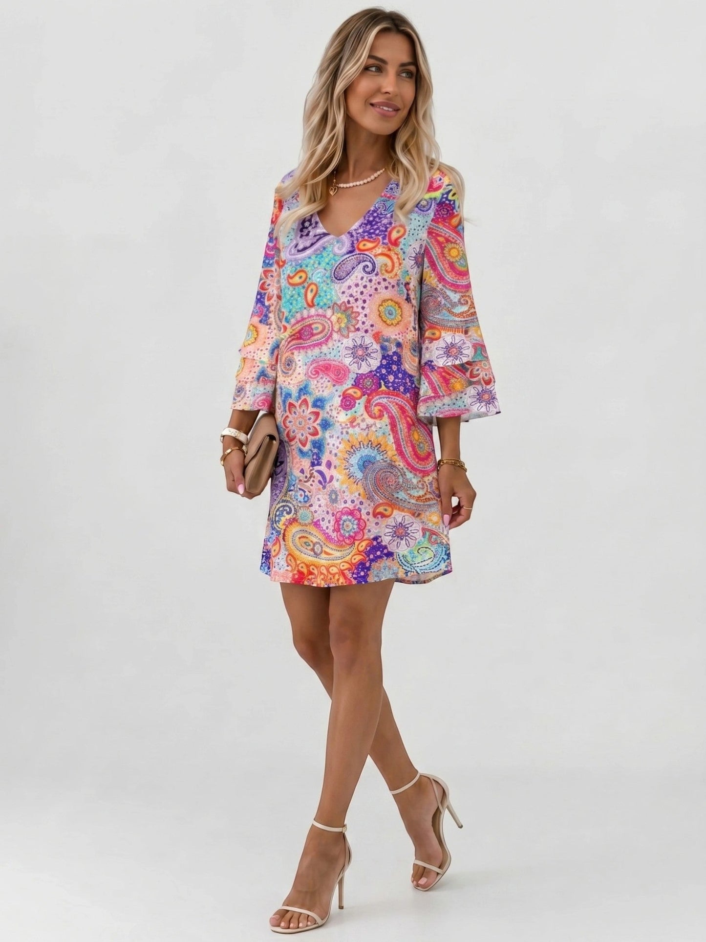 Damen-Minikleid mit Marmor-Print-Mini Dress-Alpenkind