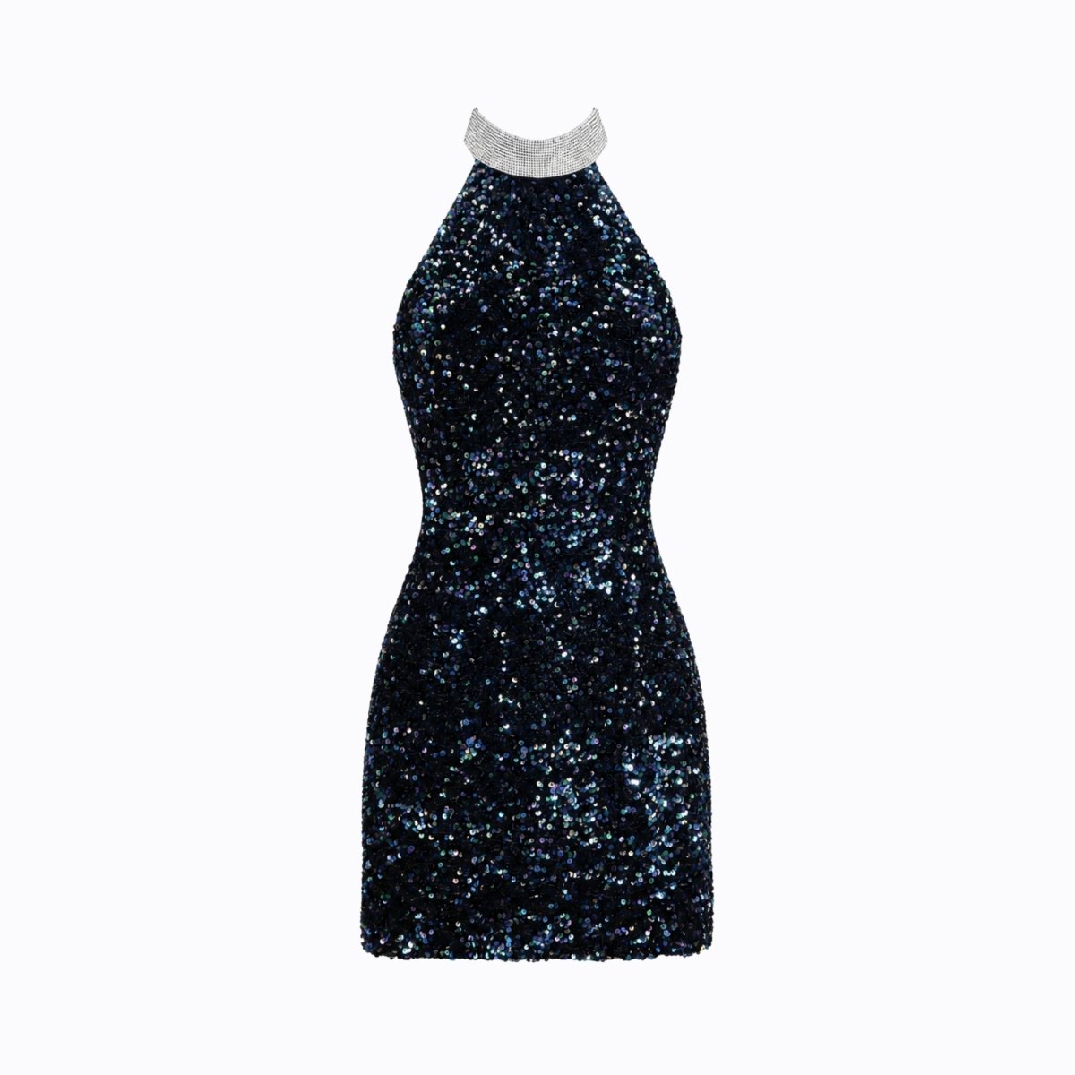 Damen-Minikleid mit Paillettenbesatz und Neckholder-Mini Dress-Alpenkind