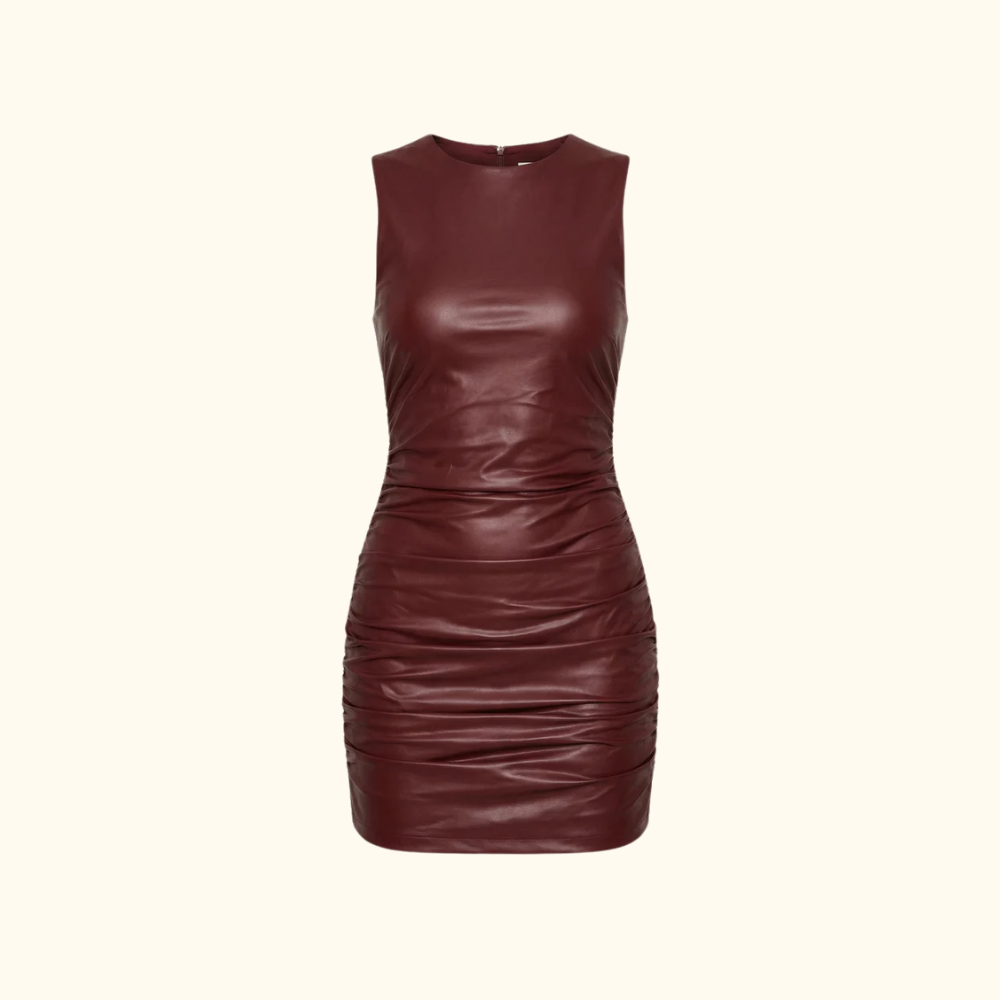 Damen-Minikleid mit Rundhalsausschnitt und Raffungen-Mini Dress-Alpenkind