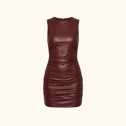 Damen-Minikleid mit Rundhalsausschnitt und Raffungen-Mini Dress-Alpenkind