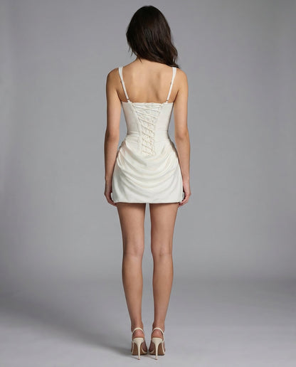 Damen Minikleid mit strukturiertem Korsettoberteil und Trägern-Mini Dress-Alpenkind