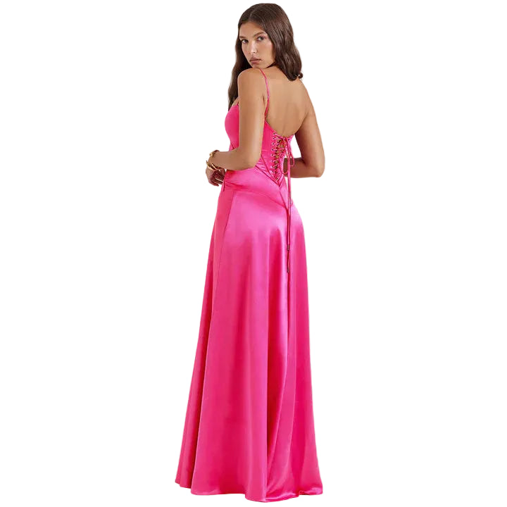 Damen Minimalistisches Maxikleid mit Spaghettiträgern-Maxi Dress-Alpenkind