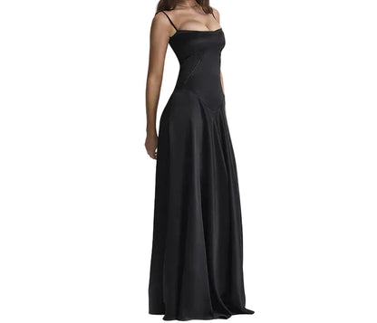 Damen Minimalistisches Maxikleid mit Spaghettiträgern-Maxi Dress-Alpenkind