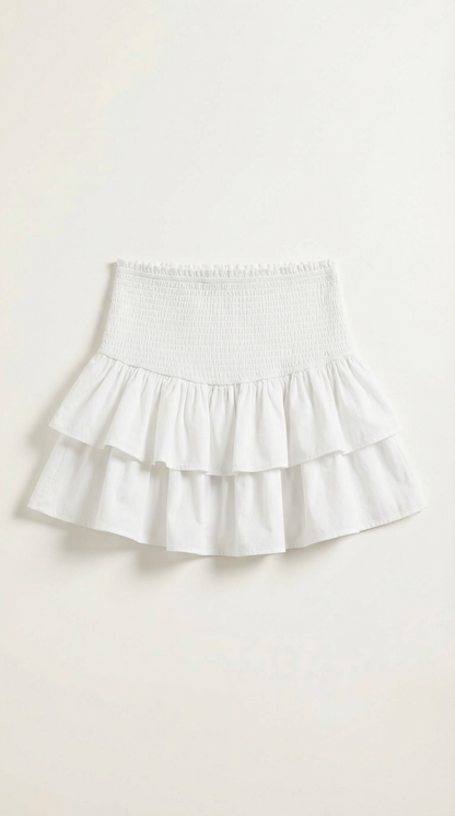 Damen-Minirock mit gesmoktem Taillenbund und gestuftem Saum-Skirt for women-Alpenkind