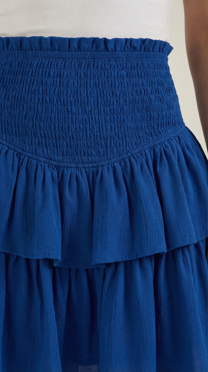 Damen-Minirock mit gesmoktem Taillenbund und gestuftem Saum-Skirt for women-Alpenkind