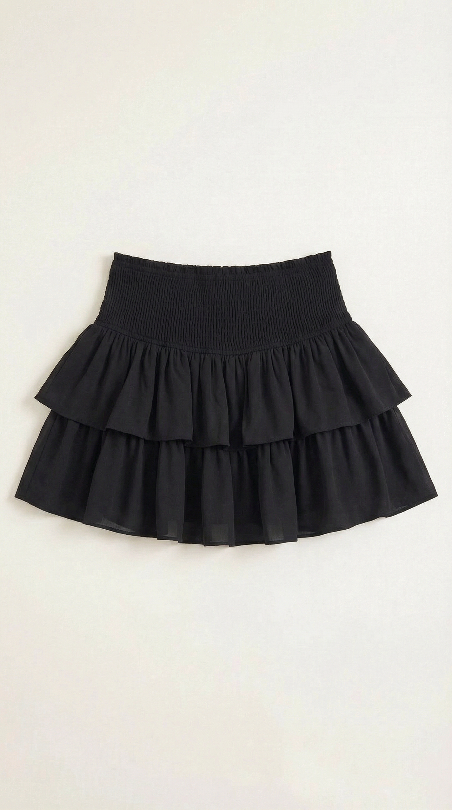 Damen-Minirock mit gesmoktem Taillenbund und gestuftem Saum-Skirt for women-Alpenkind
