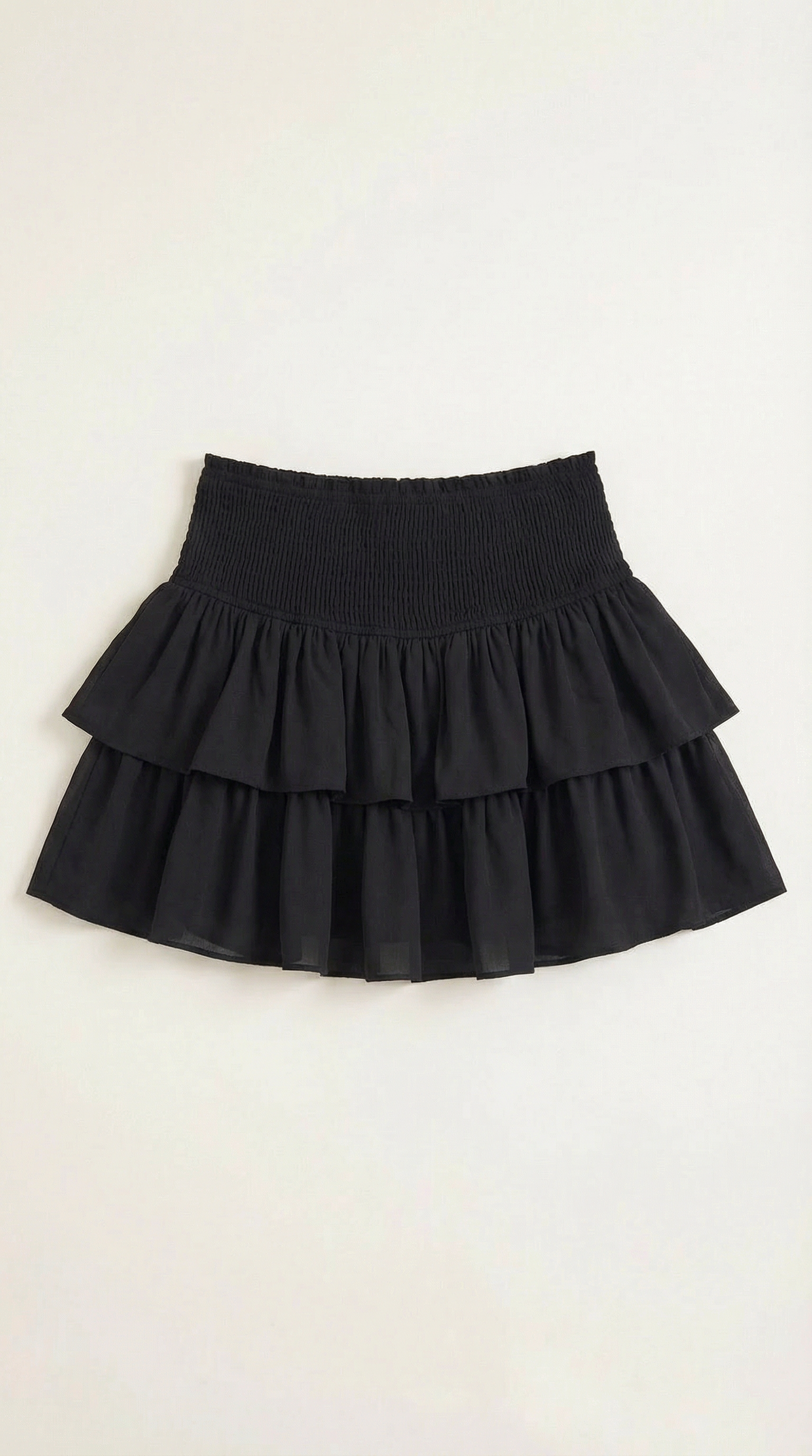 Damen-Minirock mit gesmoktem Taillenbund und gestuftem Saum-Skirt for women-Alpenkind