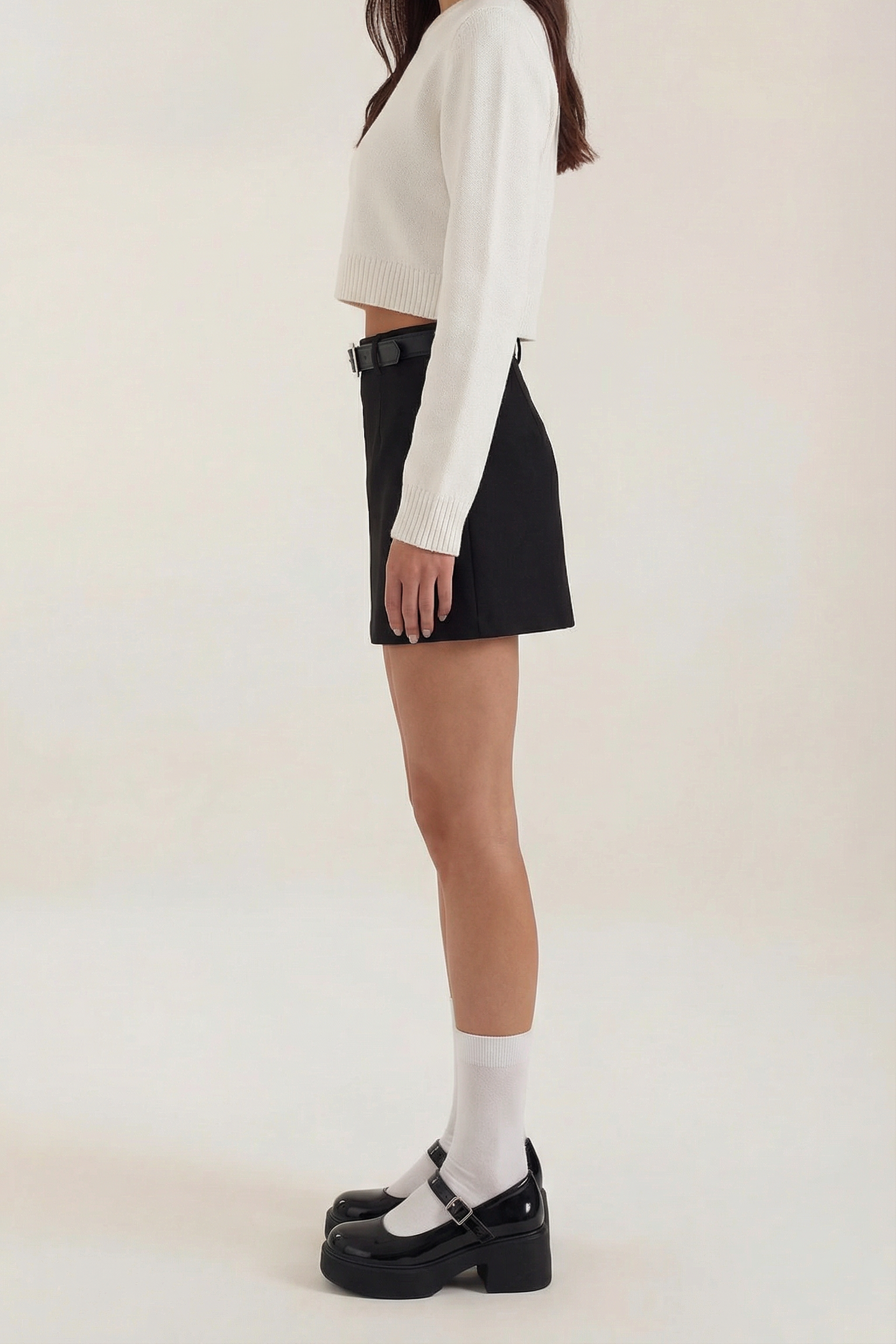 Damen Minirock mit hohem Bund, Gürtelschlaufen und geradem Saum-Skirt for women-Alpenkind