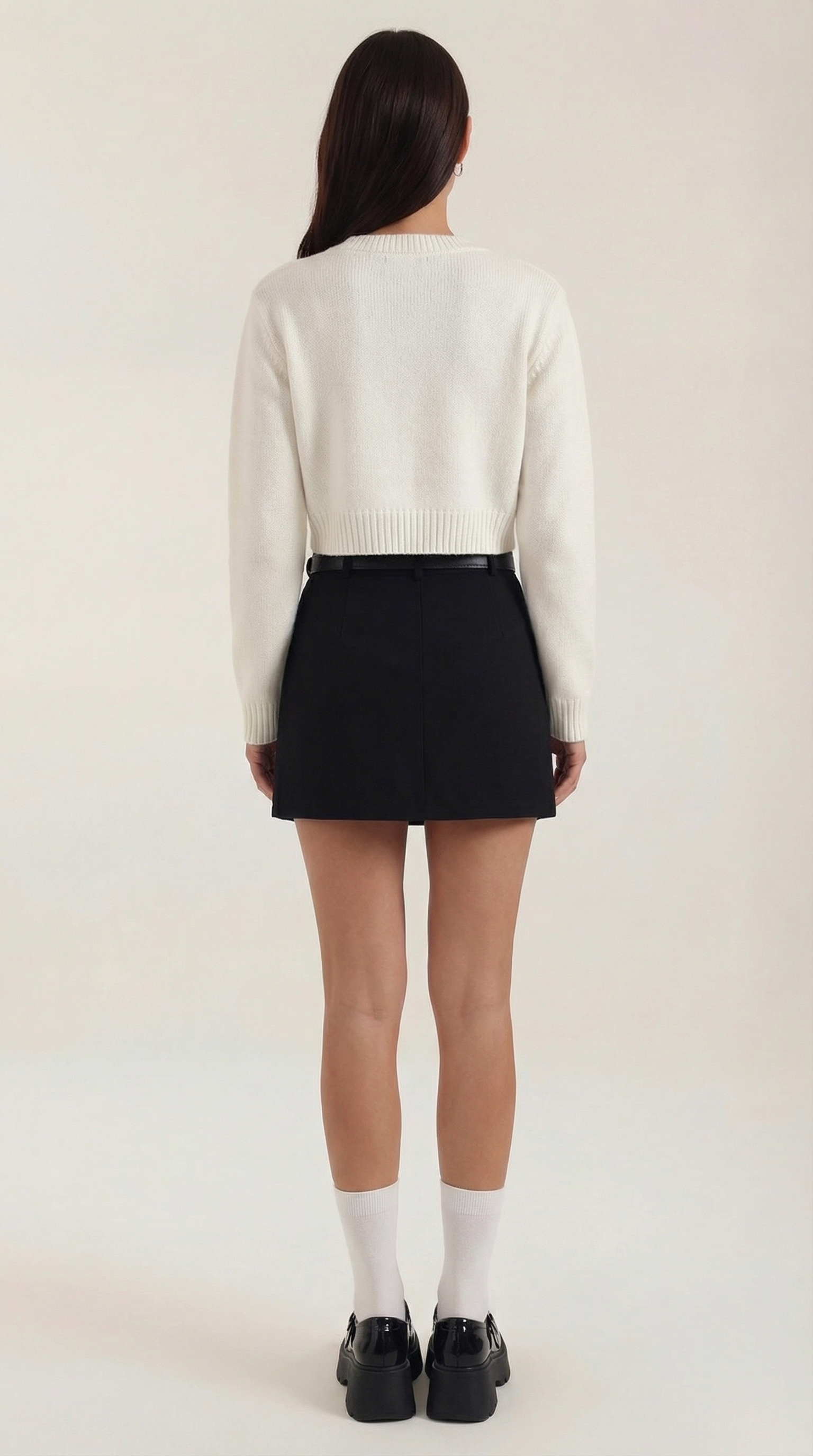 Damen Minirock mit hohem Bund, Gürtelschlaufen und geradem Saum-Skirt for women-Alpenkind