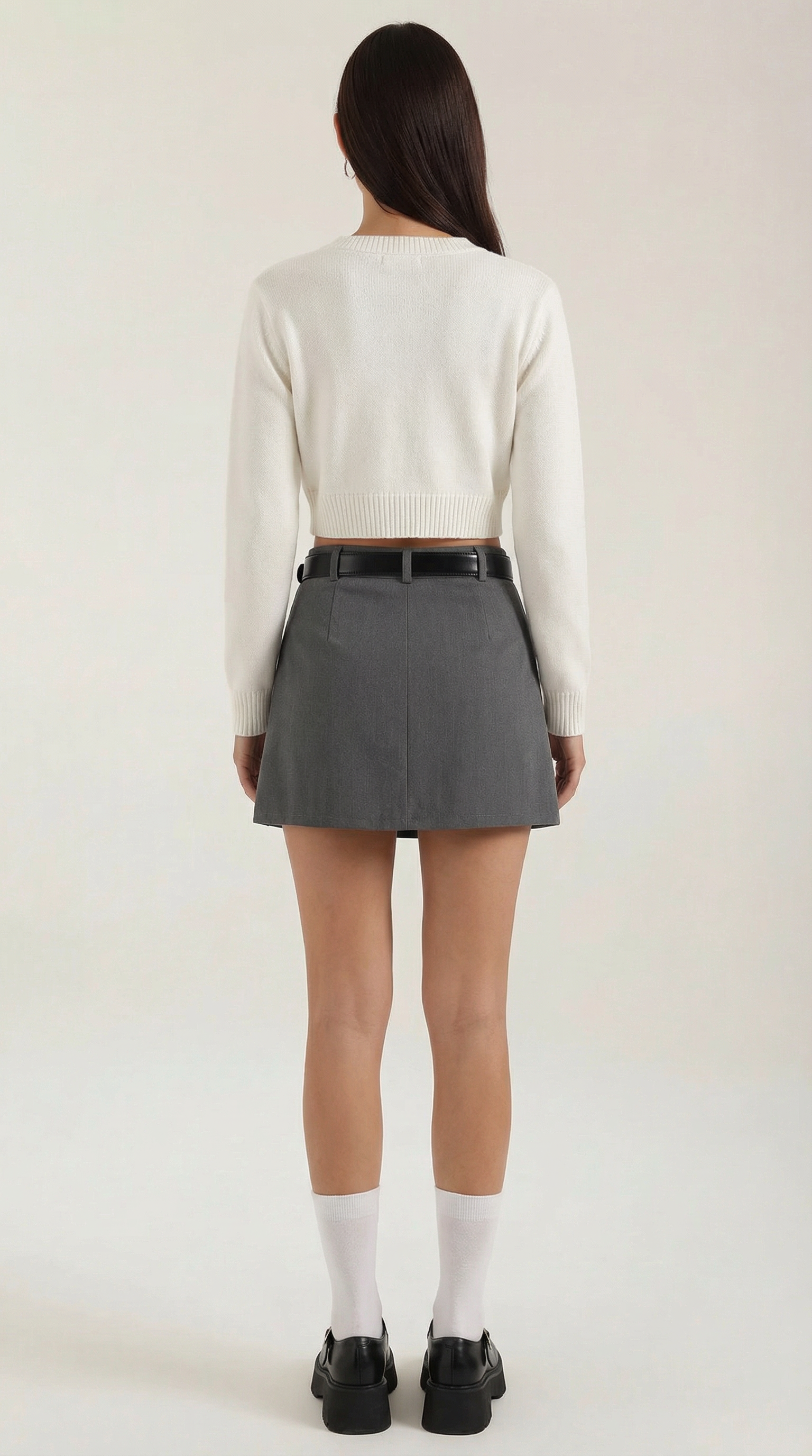 Damen Minirock mit hohem Bund, Gürtelschlaufen und geradem Saum-Skirt for women-Alpenkind