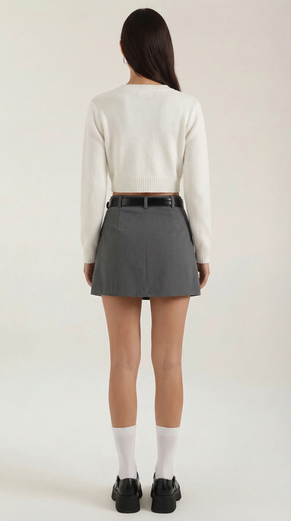 Damen Minirock mit hohem Bund, Gürtelschlaufen und geradem Saum-Skirt for women-Alpenkind