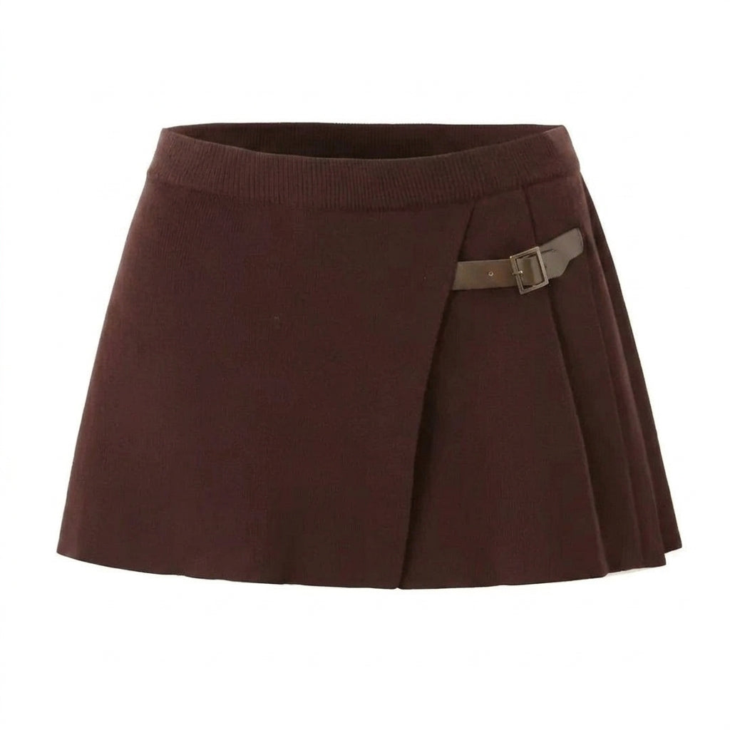 Damen-Minirock mit Wickeloptik, Plisseefalten und Schnallendetail-Skirt for women-Alpenkind
