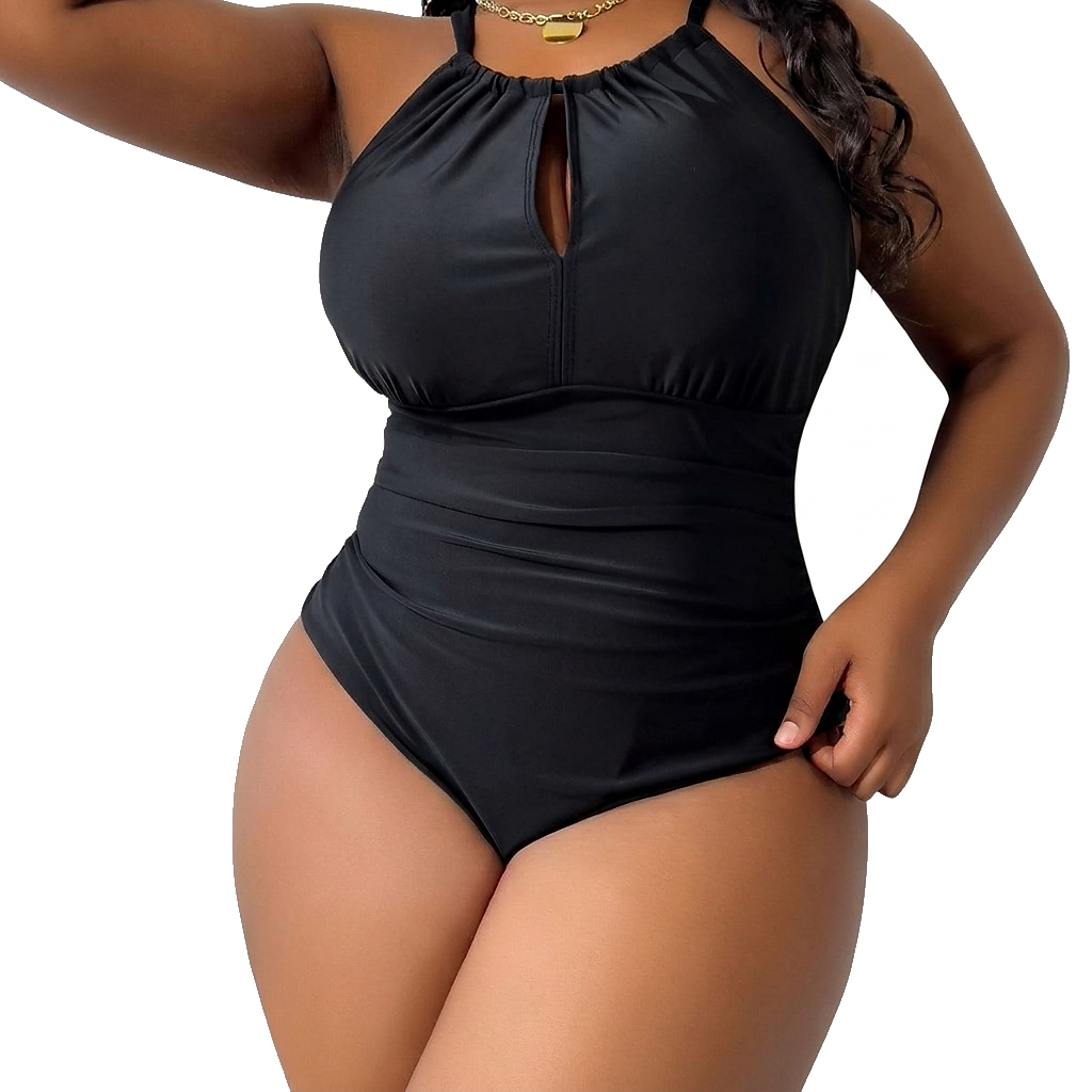 Damen Neckholder-Badeanzug mit Keyhole-Ausschnitt-Swimwear for women-Alpenkind