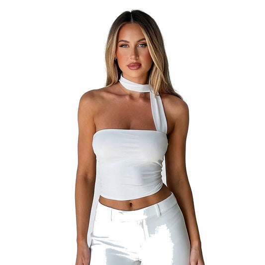 Damen-Oberteil mit asymmetrischem Halsband und One-Shoulder-Design-Tops for women-Alpenkind