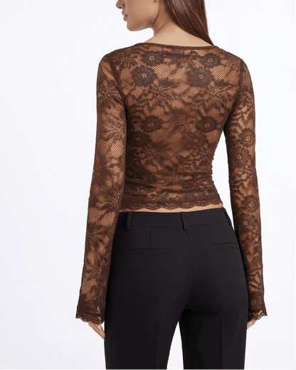 Damen-Oberteil mit Karree-Ausschnitt und Spitzenärmeln-Tops for women-Alpenkind