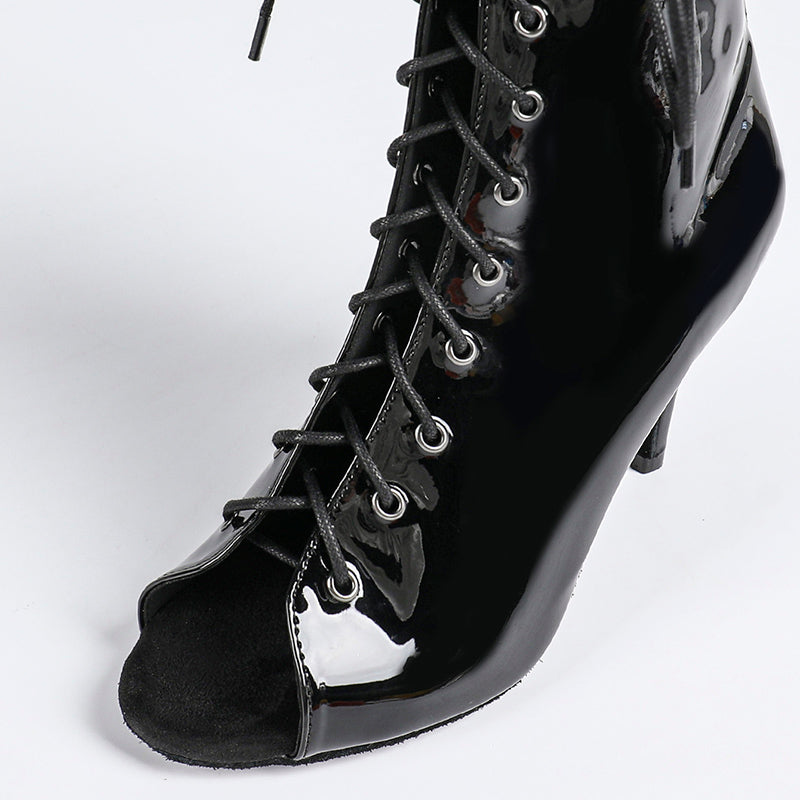 Damen Offene Ankle-Boots mit Schnürung, Riemen und Absatz-Footwear for women-Alpenkind