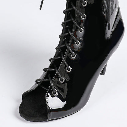 Damen Offene Ankle-Boots mit Schnürung, Riemen und Absatz-Footwear for women-Alpenkind