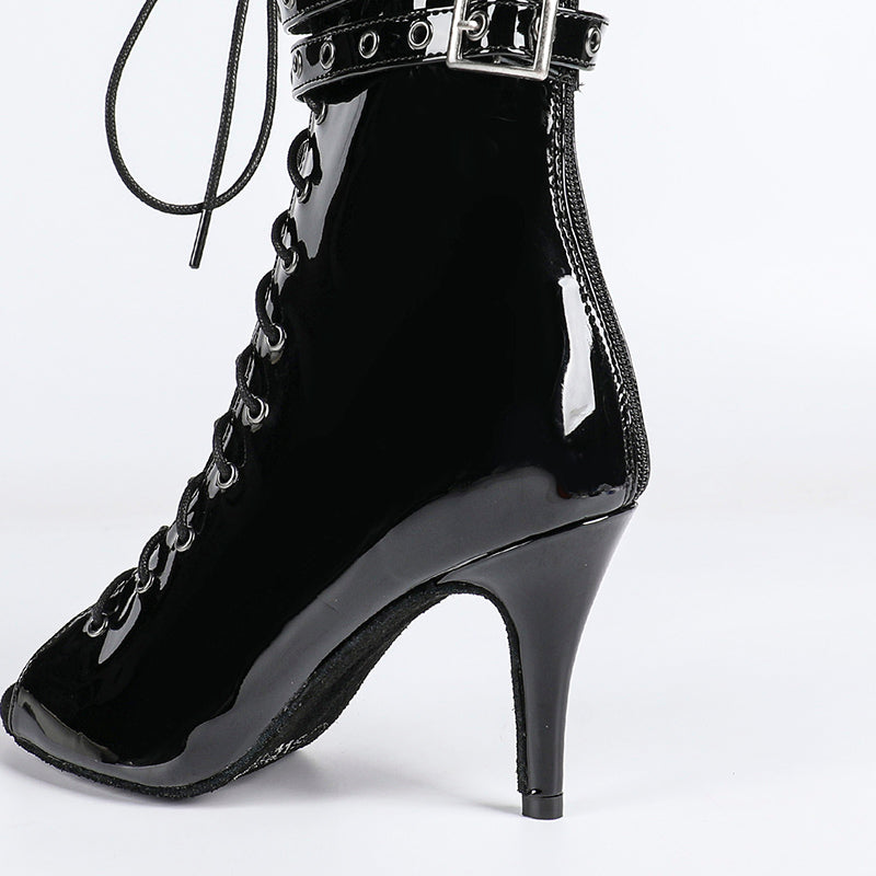 Damen Offene Ankle-Boots mit Schnürung, Riemen und Absatz-Footwear for women-Alpenkind