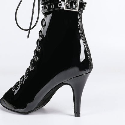 Damen Offene Ankle-Boots mit Schnürung, Riemen und Absatz-Footwear for women-Alpenkind