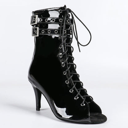 Damen Offene Ankle-Boots mit Schnürung, Riemen und Absatz-Footwear for women-Alpenkind