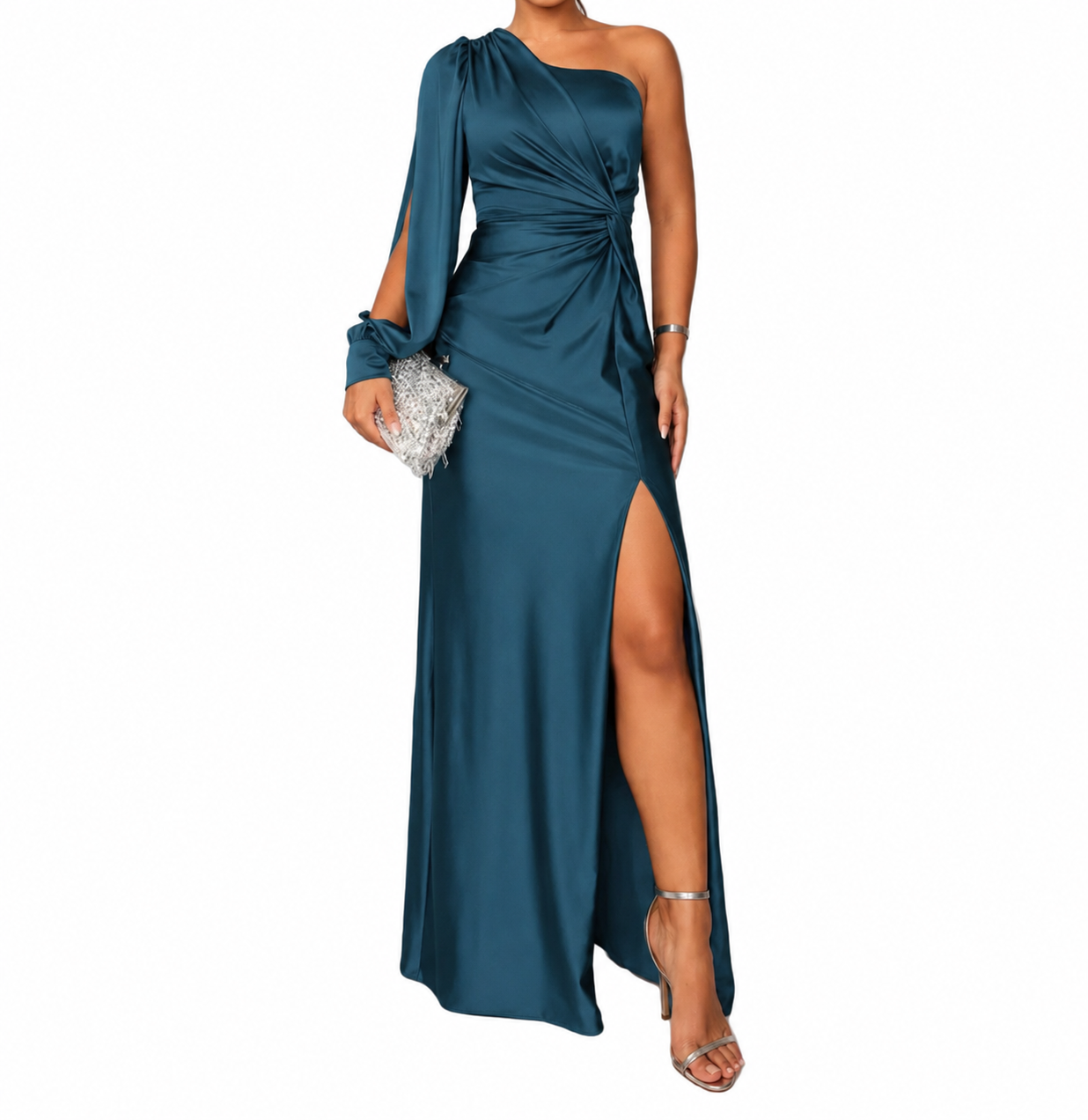 Damen One-Shoulder Abend-Maxikleid-Maxi Dress-Alpenkind