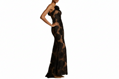 Damen One-Shoulder Maxikleid mit Blumenmuster-Maxi Dress-Alpenkind