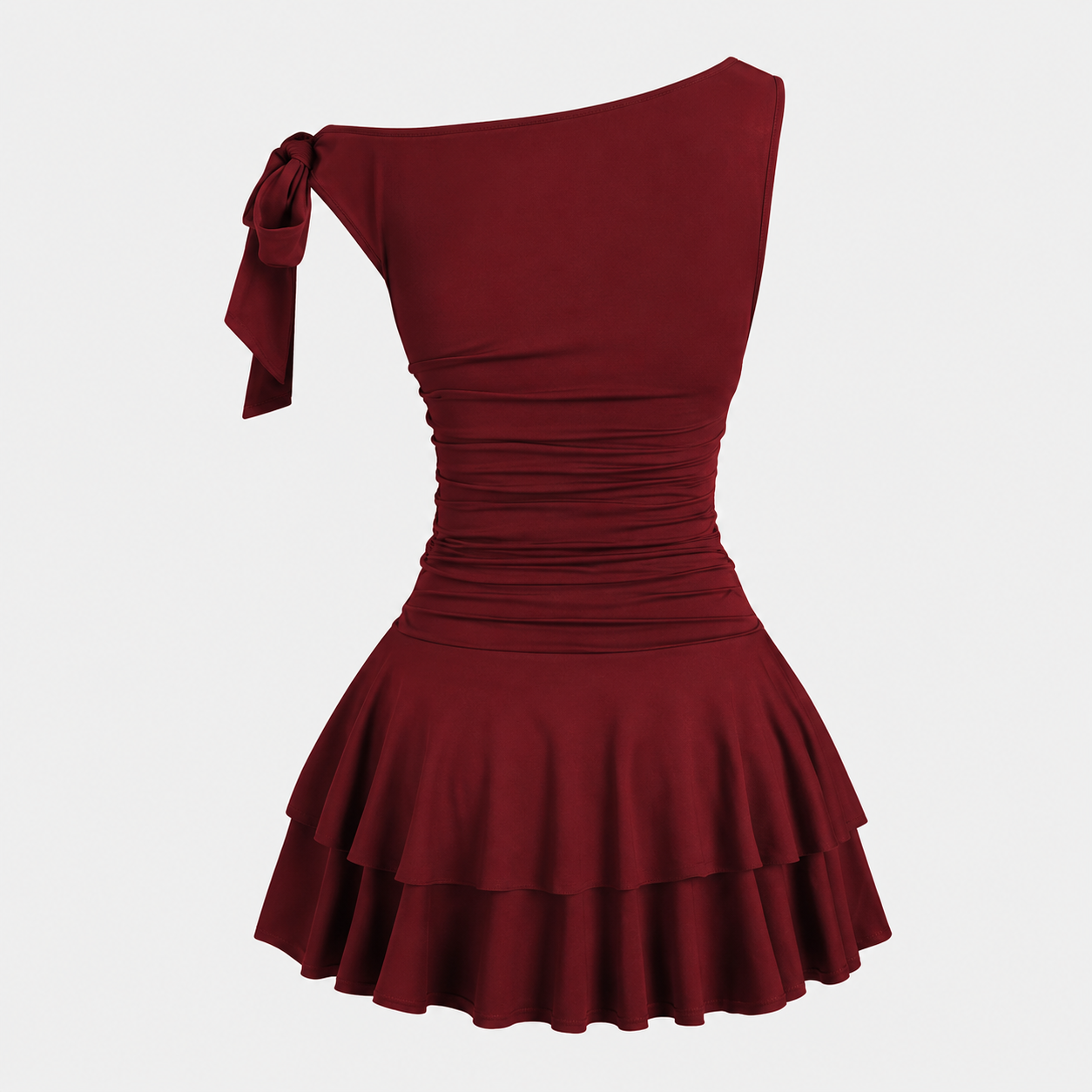 Damen One-Shoulder Minikleid mit Rüschen-Mini Dress-Alpenkind