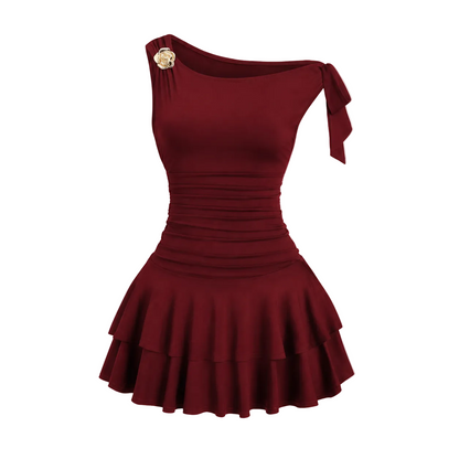 Damen One-Shoulder Minikleid mit Rüschen-Mini Dress-Alpenkind