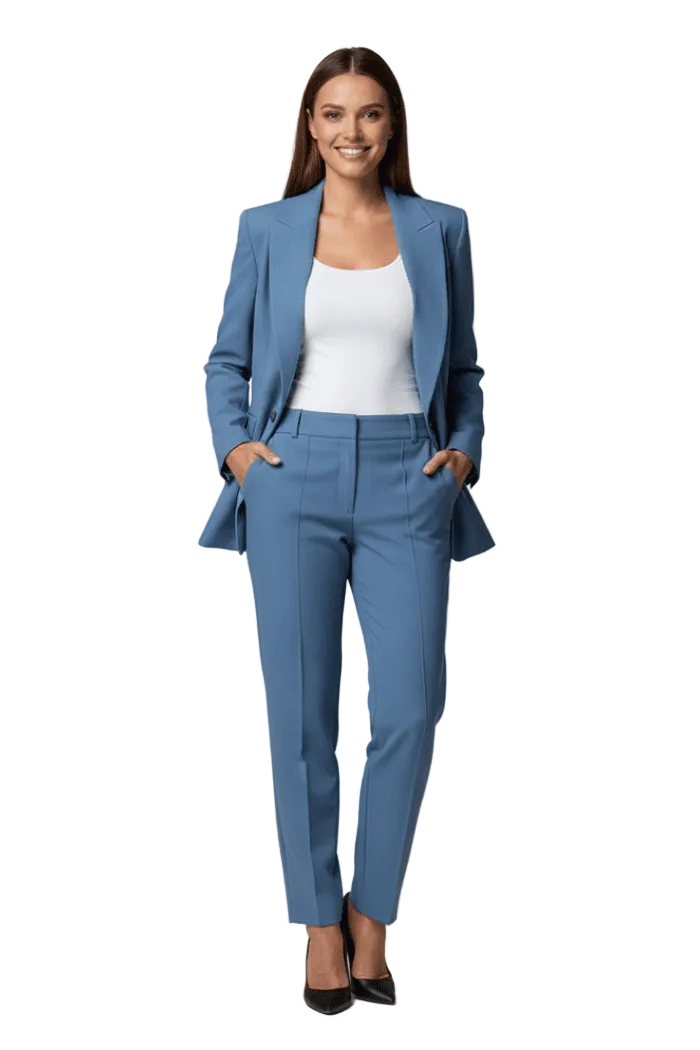 Damen-Outfit mit strukturierter Jacke und schmal geschnittener Hose-suits for women-Alpenkind