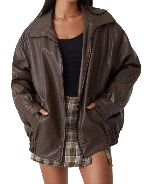 Damen Oversize Jacke mit Kragen und Reißverschluss-Women Outerwear-Alpenkind