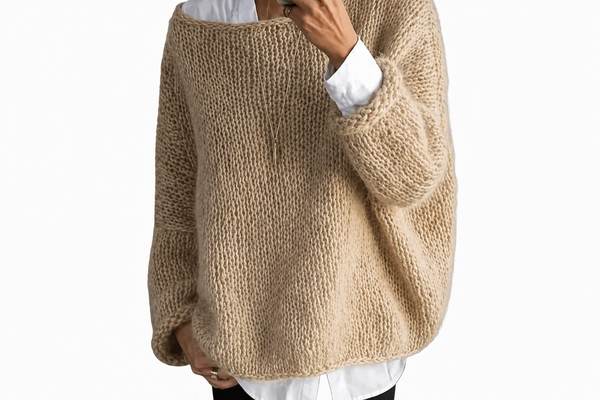 Damen Oversize-Strickpullover mit weitem Ausschnitt-Women Sweaters-Alpenkind