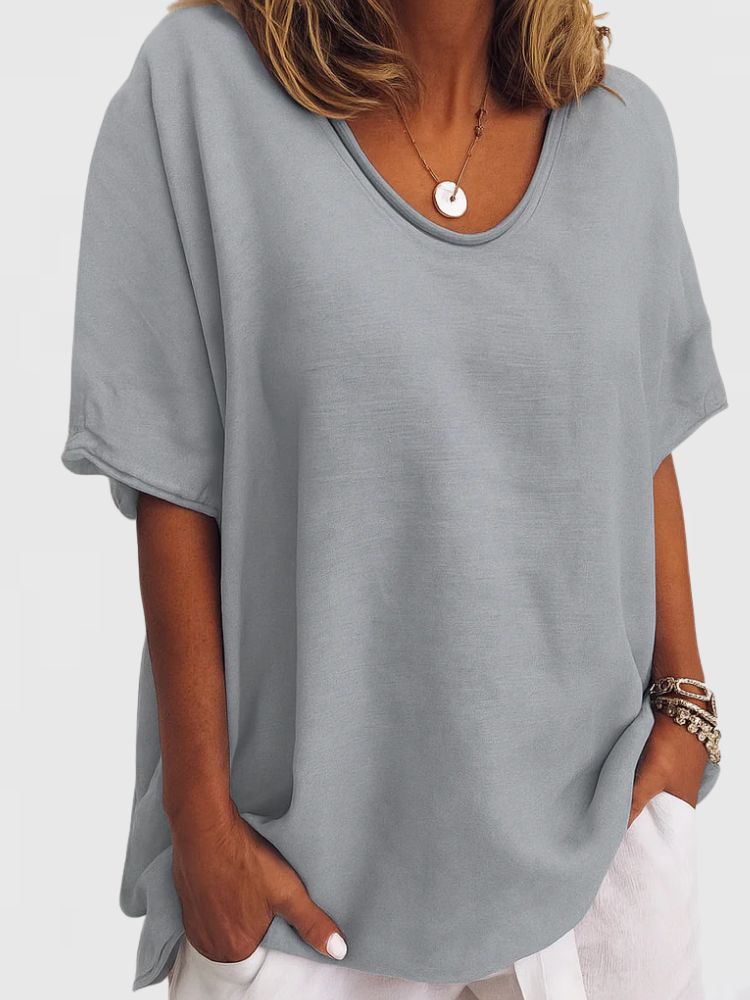 Damen-Oversized-T-Shirt mit V-Ausschnitt und kurzen Ärmeln-T-shirt for women-Alpenkind
