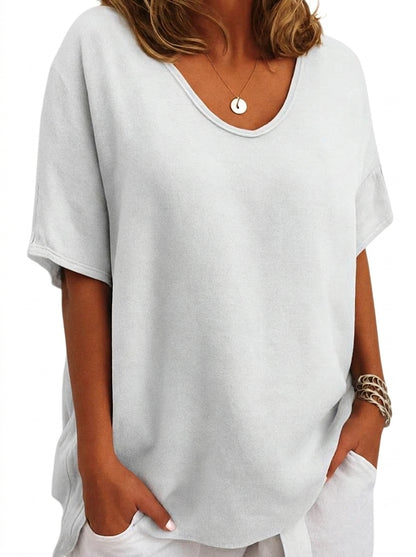Damen-Oversized-T-Shirt mit V-Ausschnitt und kurzen Ärmeln-T-shirt for women-Alpenkind